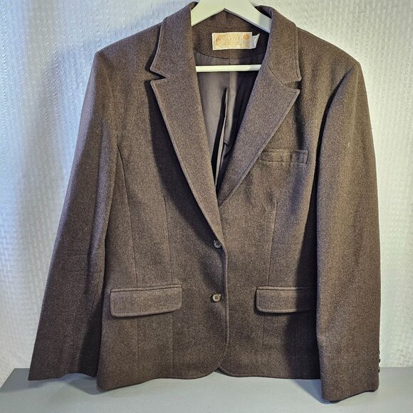 Pendleton Womens Virgin Wool Brown Blazer Jacket Size 8 USA Made - Picture 1 of 9